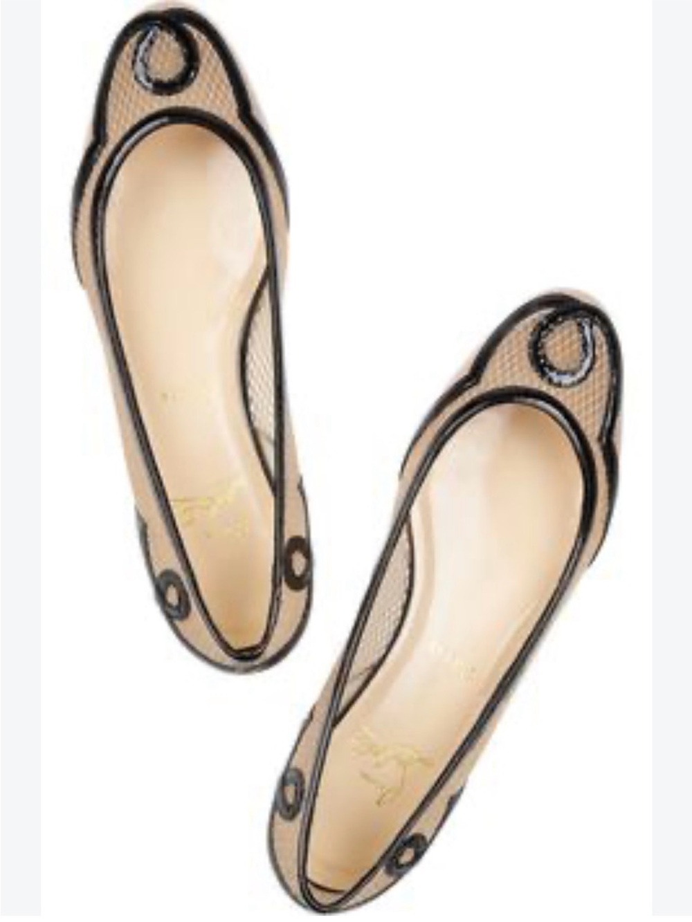 Christian Louboutin mesh and patent leather ballet flats with red bottom - Picture 3 of 12